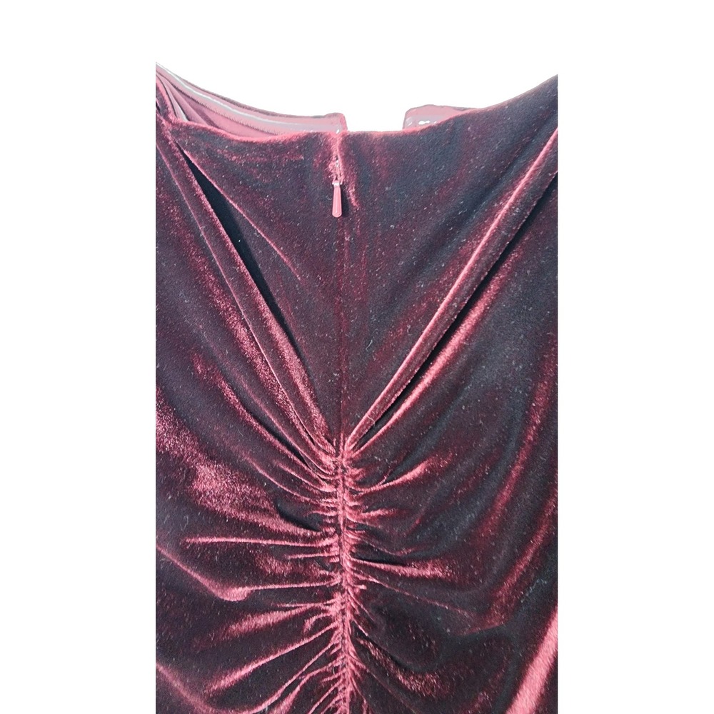 X by Xscape Velvet Gown 16 Burgundy Off Shoulder Ruched Evening Dress XC204 NEW - Picture 8 of 12
